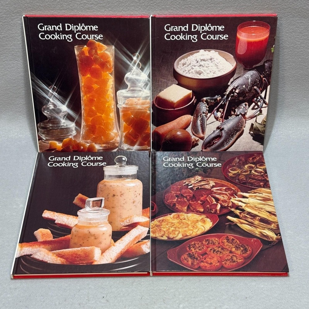 Vintage 1972 Grand Diplôme Cooking Course Vols 13-16 HC Cookbook Gourmet Recipes